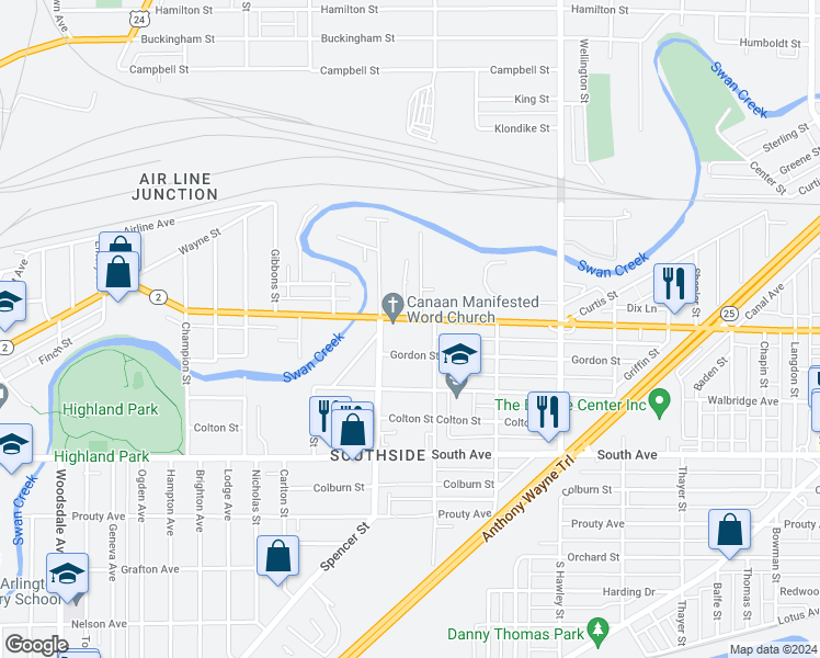 map of restaurants, bars, coffee shops, grocery stores, and more near 326 Hiett Avenue in Toledo