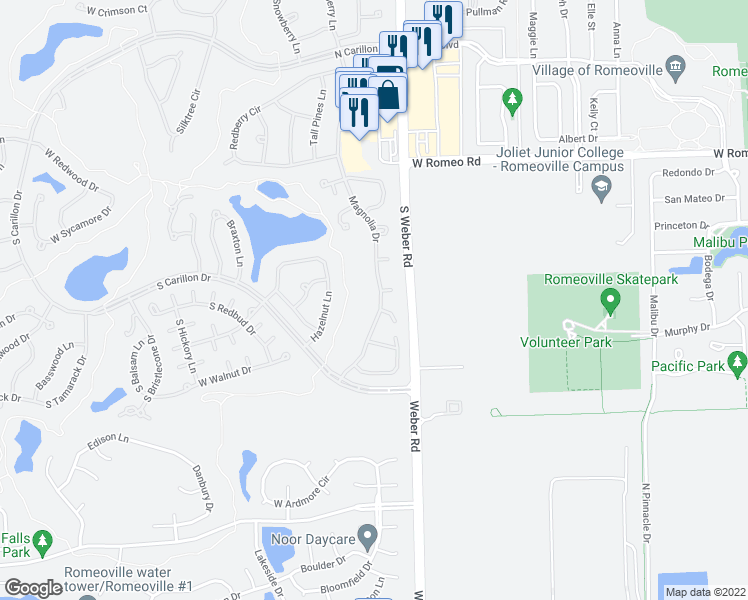 map of restaurants, bars, coffee shops, grocery stores, and more near 13720 Magnolia Drive in Plainfield