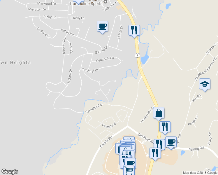 map of restaurants, bars, coffee shops, grocery stores, and more near 15 Rambling Brook Lane in Poughkeepsie