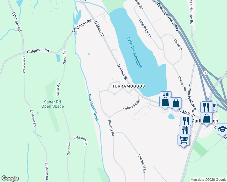 map of restaurants, bars, coffee shops, grocery stores, and more near 29 Pettengill Road in Marlborough