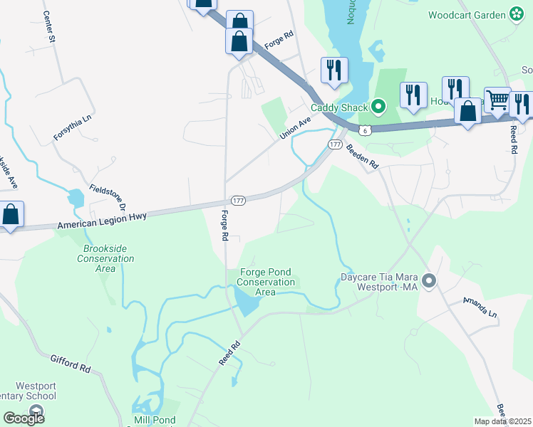 map of restaurants, bars, coffee shops, grocery stores, and more near 6 Forge Court in Westport