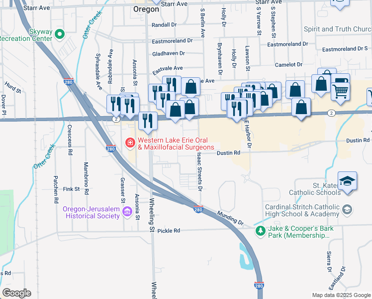 map of restaurants, bars, coffee shops, grocery stores, and more near 900 Isaac Streets Drive in Oregon