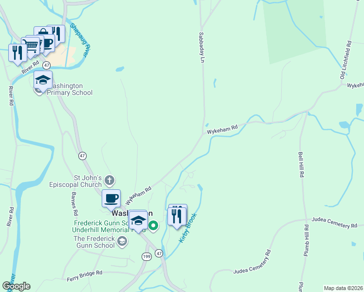 map of restaurants, bars, coffee shops, grocery stores, and more near 44 Wykeham Road in Washington