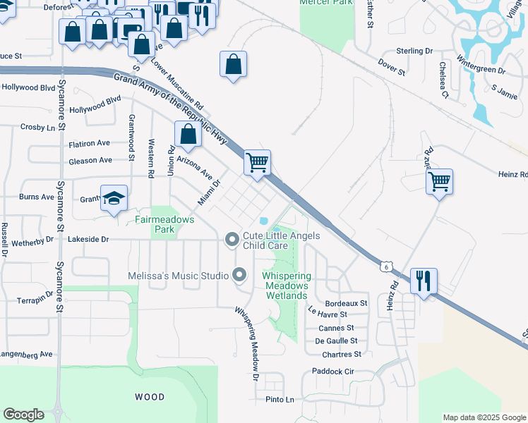 map of restaurants, bars, coffee shops, grocery stores, and more near 2401 U.S. 6 in Iowa City
