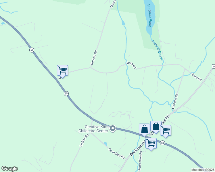 map of restaurants, bars, coffee shops, grocery stores, and more near 125 Dorn Road in Lagrangeville