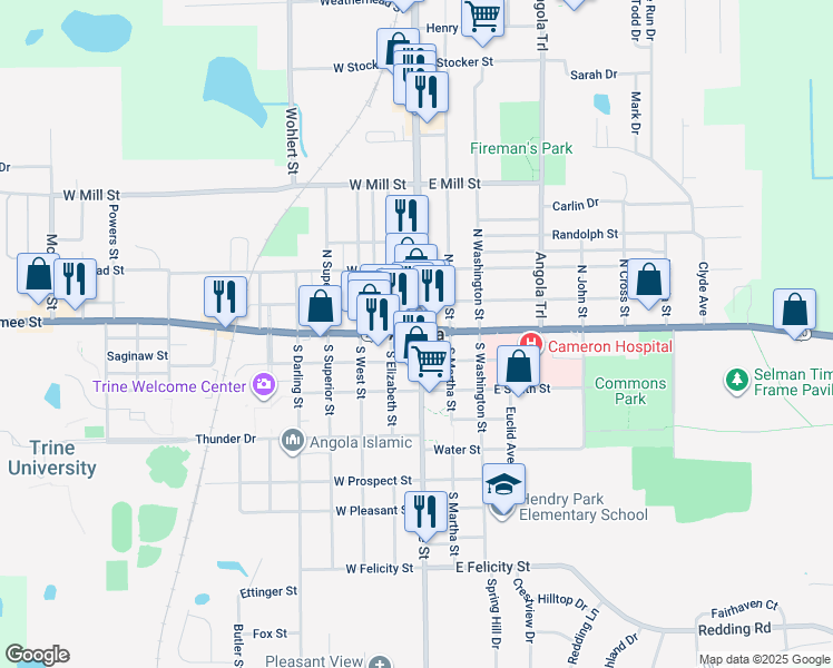 map of restaurants, bars, coffee shops, grocery stores, and more near in Angola