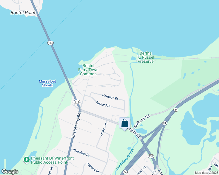 map of restaurants, bars, coffee shops, grocery stores, and more near 99 Ferry Landing Circle in Portsmouth