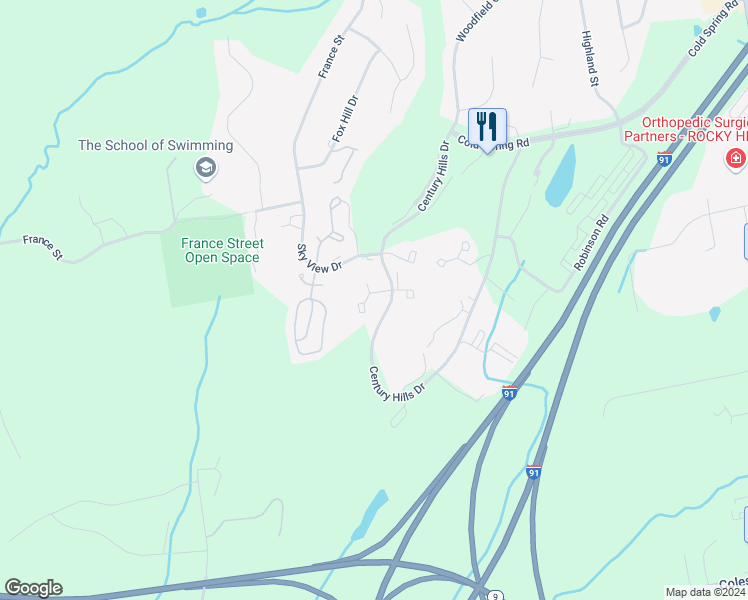 map of restaurants, bars, coffee shops, grocery stores, and more near 305 The Mews in Rocky Hill