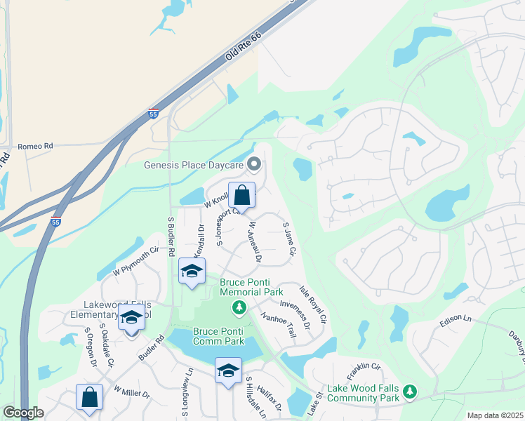 map of restaurants, bars, coffee shops, grocery stores, and more near 13653 South Jane Circle in Plainfield