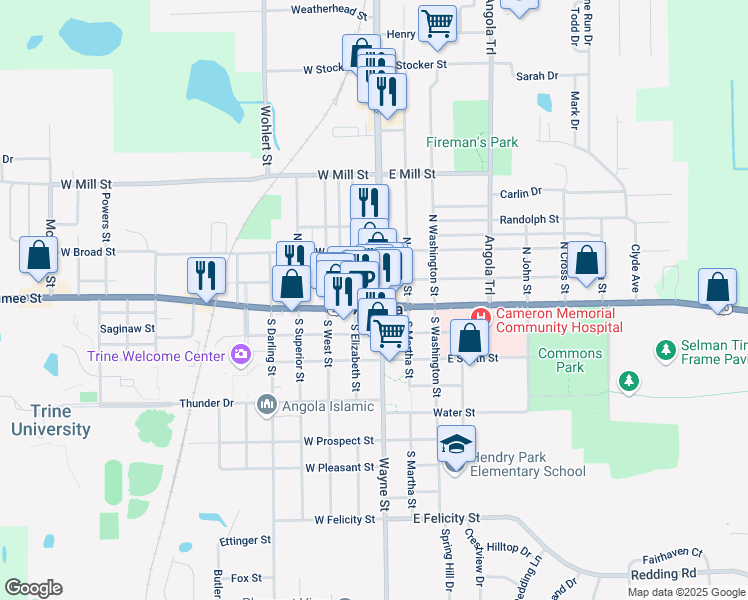 map of restaurants, bars, coffee shops, grocery stores, and more near in Angola