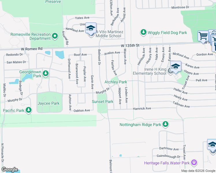 map of restaurants, bars, coffee shops, grocery stores, and more near 301 Fremont Avenue in Romeoville