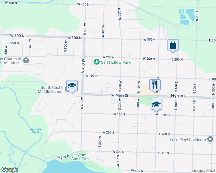 map of restaurants, bars, coffee shops, grocery stores, and more near 40 Utah 101 in Hyrum