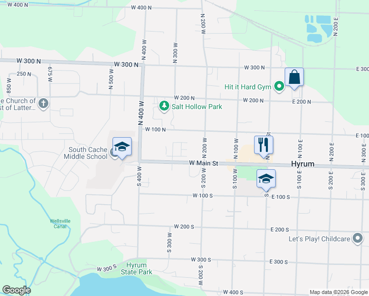 map of restaurants, bars, coffee shops, grocery stores, and more near 263 70 North Street in Hyrum