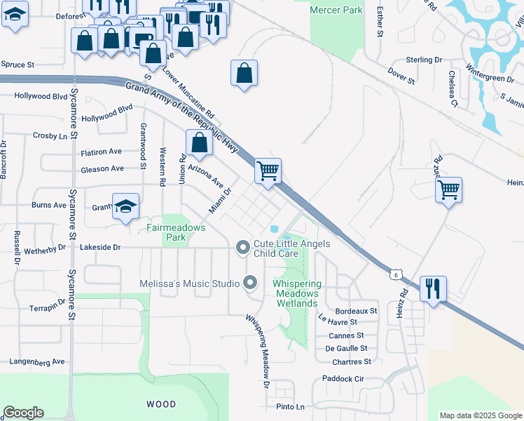 map of restaurants, bars, coffee shops, grocery stores, and more near in Iowa City