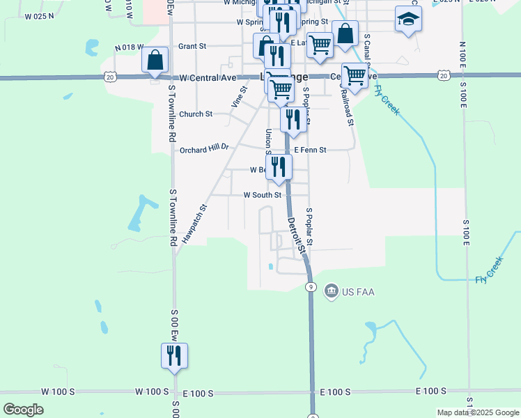map of restaurants, bars, coffee shops, grocery stores, and more near 549 Maple Ridge in LaGrange