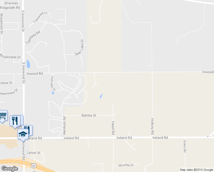 map of restaurants, bars, coffee shops, grocery stores, and more near 17250 Inwood Road in South Bend