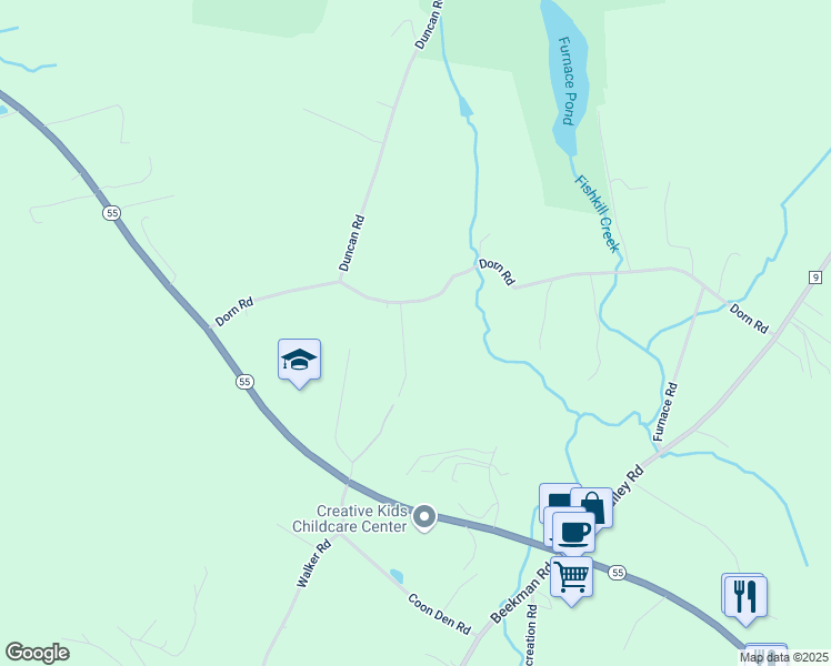 map of restaurants, bars, coffee shops, grocery stores, and more near 90 Dorn Road in Hopewell Junction