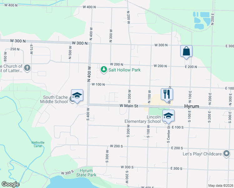 map of restaurants, bars, coffee shops, grocery stores, and more near in Hyrum