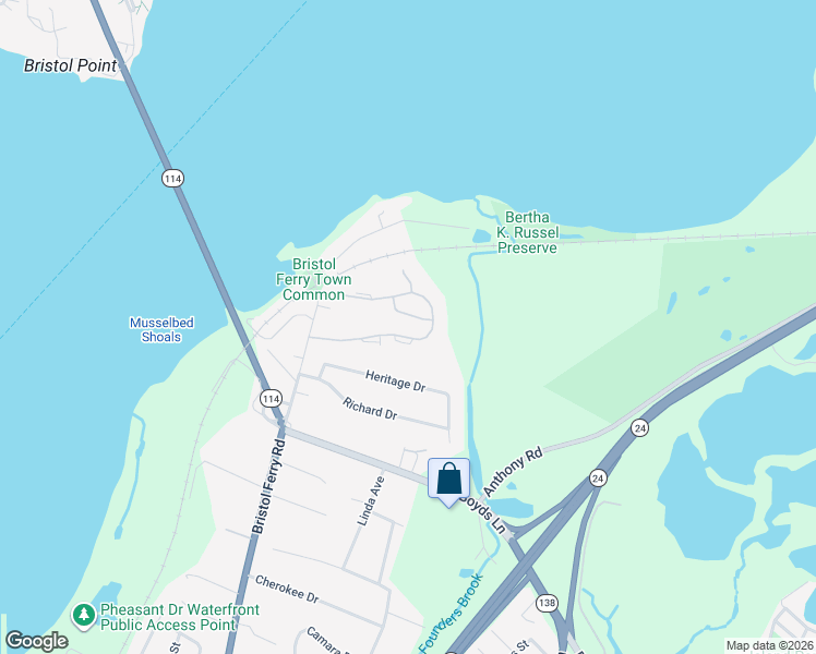 map of restaurants, bars, coffee shops, grocery stores, and more near 100 Ferry Landing Circle in Portsmouth