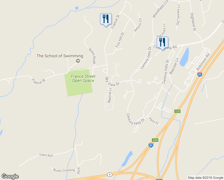 map of restaurants, bars, coffee shops, grocery stores, and more near Augusta Drive in Rocky Hill