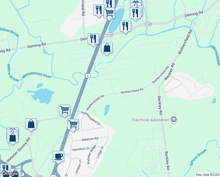 map of restaurants, bars, coffee shops, grocery stores, and more near 23 Cobblestone Road in Berlin