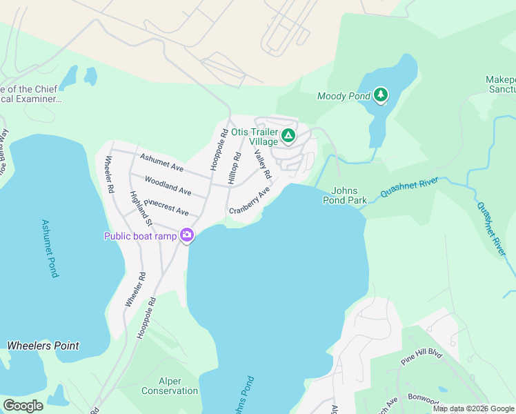 map of restaurants, bars, coffee shops, grocery stores, and more near 29 Cranberry Avenue in Mashpee