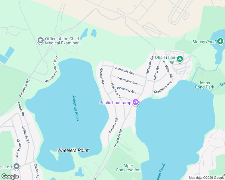 map of restaurants, bars, coffee shops, grocery stores, and more near 201 Wheeler Road in Mashpee