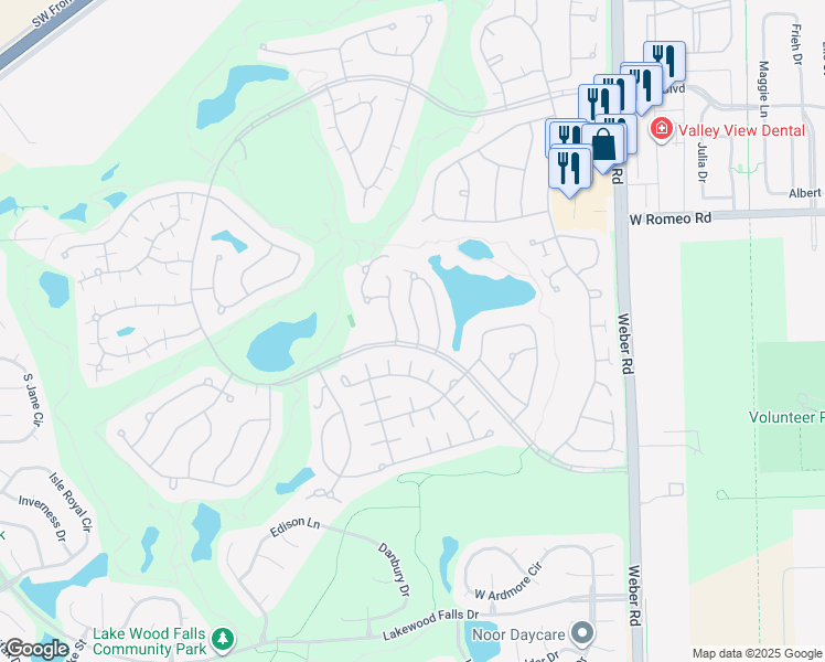 map of restaurants, bars, coffee shops, grocery stores, and more near 21144 Braxton Lane in Plainfield