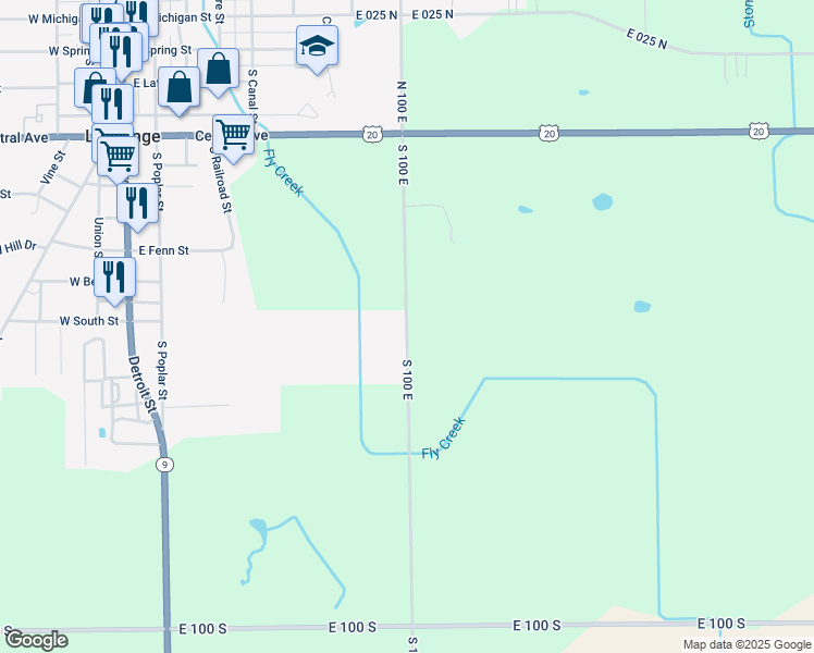 map of restaurants, bars, coffee shops, grocery stores, and more near 782 South 100 East in LaGrange