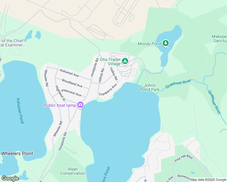 map of restaurants, bars, coffee shops, grocery stores, and more near 29 Cranberry Avenue in Mashpee