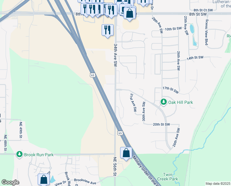 map of restaurants, bars, coffee shops, grocery stores, and more near 1827 34th Avenue Southwest in Altoona
