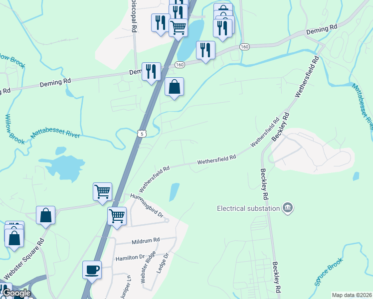 map of restaurants, bars, coffee shops, grocery stores, and more near 23 Cobblestone Road in Berlin
