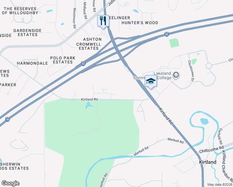 map of restaurants, bars, coffee shops, grocery stores, and more near in Willoughby