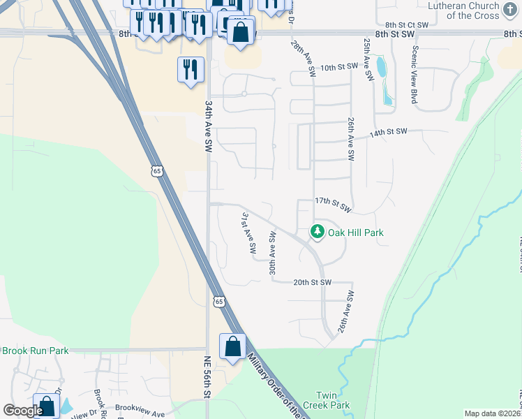 map of restaurants, bars, coffee shops, grocery stores, and more near 1651 Rutherford Court Southwest in Altoona