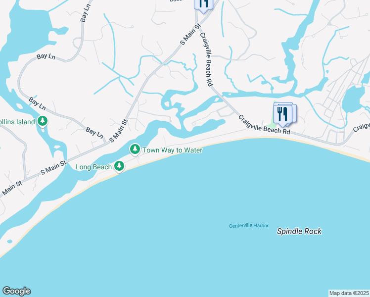 map of restaurants, bars, coffee shops, grocery stores, and more near 157 Long Beach Road in Barnstable