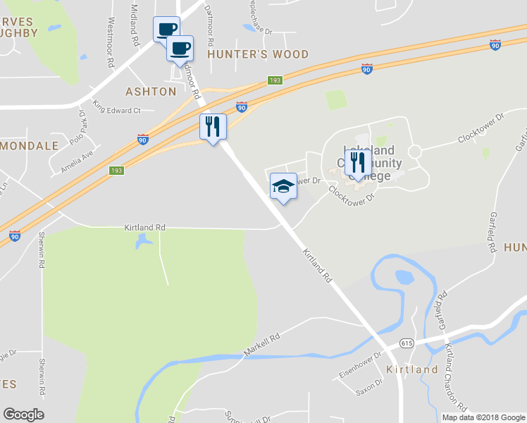 map of restaurants, bars, coffee shops, grocery stores, and more near 4242 Highway 306 in Willoughby