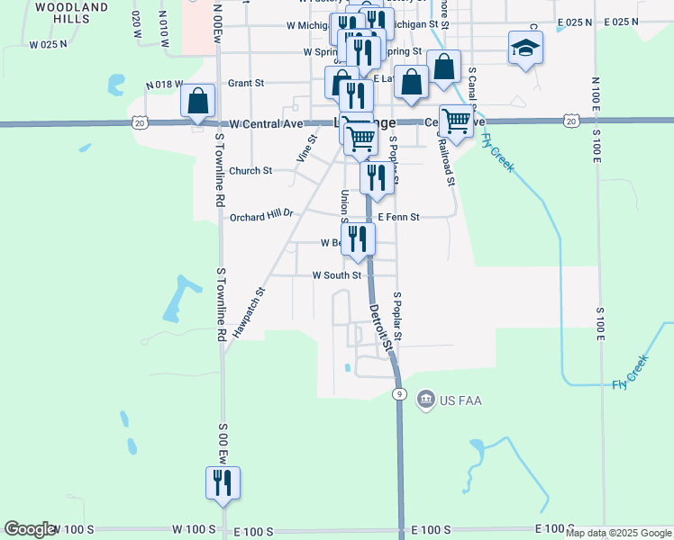 map of restaurants, bars, coffee shops, grocery stores, and more near 541-549 Maple Ridge in LaGrange