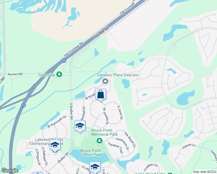 map of restaurants, bars, coffee shops, grocery stores, and more near 21748 West Knollwood Drive in Plainfield