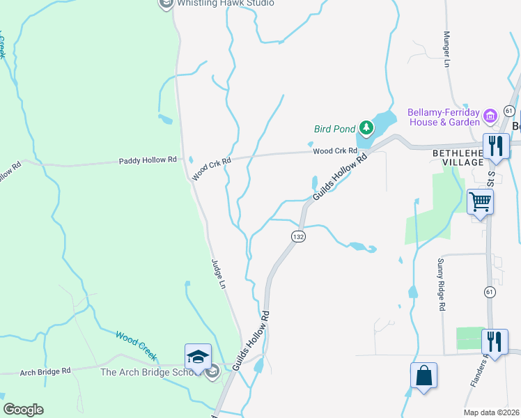 map of restaurants, bars, coffee shops, grocery stores, and more near 89 Woodcreek Road in Bethlehem