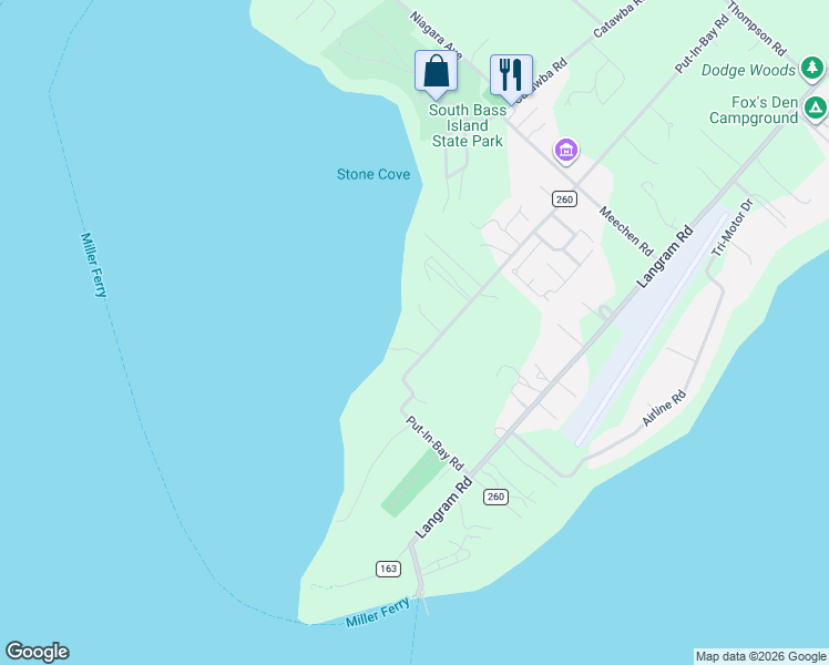 map of restaurants, bars, coffee shops, grocery stores, and more near 1691-1963 Put-In-Bay Road in Put-in-Bay