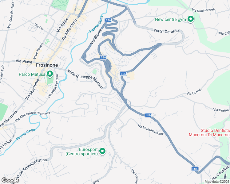 map of restaurants, bars, coffee shops, grocery stores, and more near 76 Corso della Repubblica in Frosinone