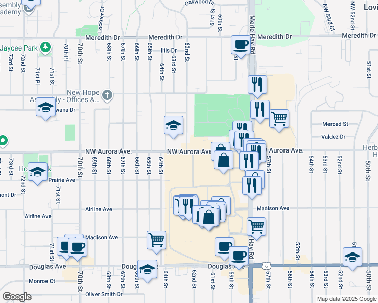 map of restaurants, bars, coffee shops, grocery stores, and more near 4200 62nd Street in Urbandale