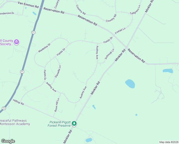 map of restaurants, bars, coffee shops, grocery stores, and more near 5847 Audrey Avenue in Yorkville