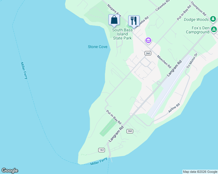 map of restaurants, bars, coffee shops, grocery stores, and more near 1691-1963 Put-In-Bay Road in Put-in-Bay