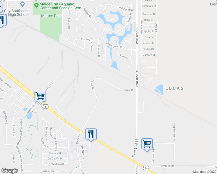 map of restaurants, bars, coffee shops, grocery stores, and more near 2239 Heinz Road in Iowa City