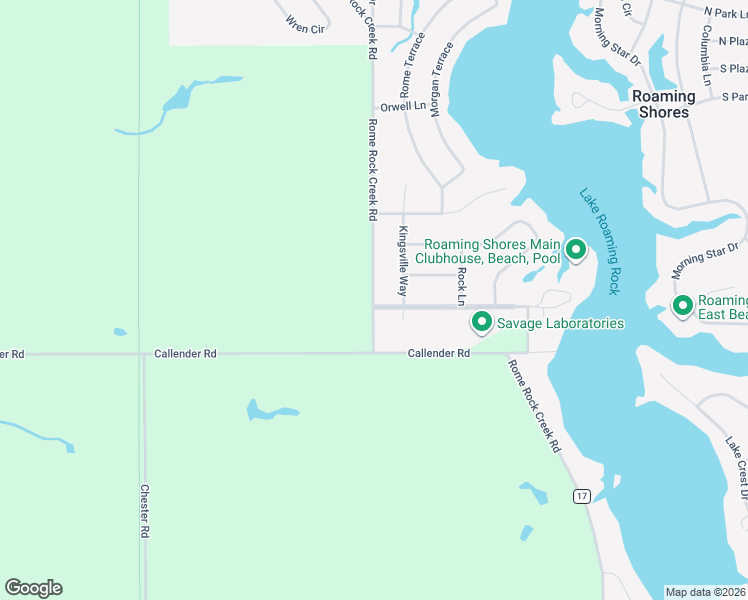 map of restaurants, bars, coffee shops, grocery stores, and more near 680 Rome Rock Creek Road in Roaming Shores