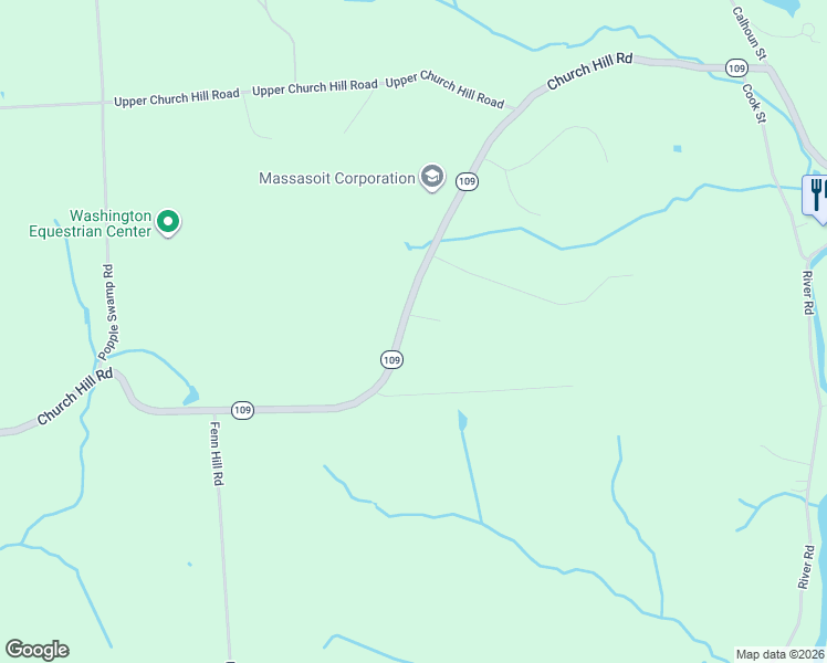 map of restaurants, bars, coffee shops, grocery stores, and more near 109 Church Hill Road in Washington