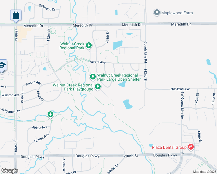 map of restaurants, bars, coffee shops, grocery stores, and more near 145th Street in Urbandale