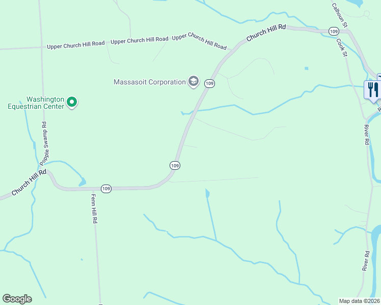 map of restaurants, bars, coffee shops, grocery stores, and more near 109 Church Hill Road in Washington