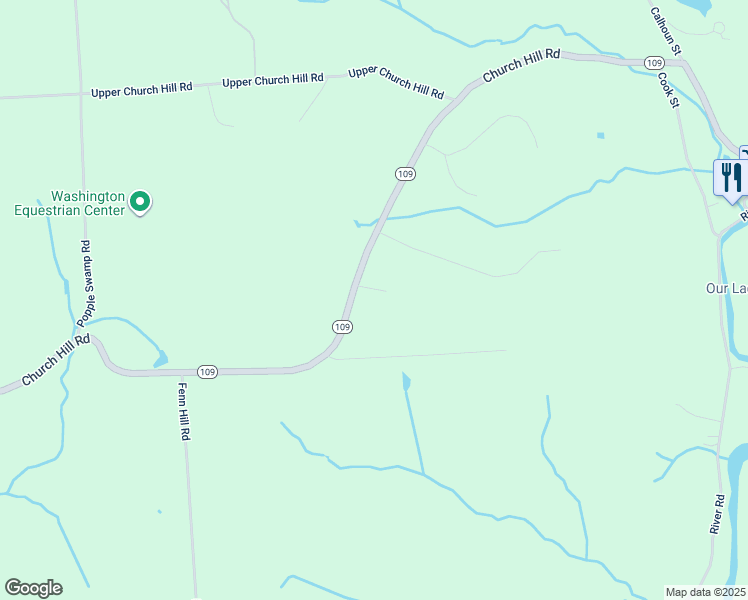 map of restaurants, bars, coffee shops, grocery stores, and more near 109 Church Hill Road in Washington